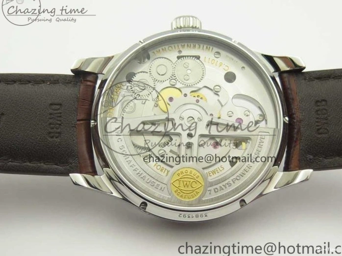 MIROTIME 0127 Lightweight Portuguese Tourbillon IW504602 SS ZF Best Edition Gray Dial on Brown Leather Strap 7177